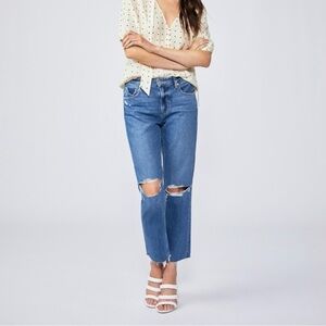 ✨ PAIGE ✨ Noella Mid Rise Straight Leg Sledge Destructed Jeans Size 29